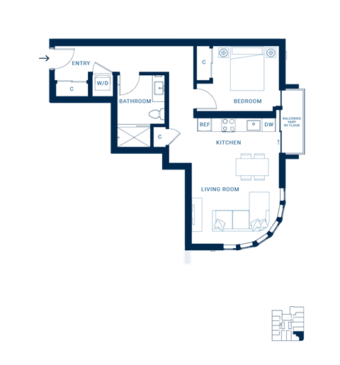 Shoresmith Apartments 1x1 I Floor Plan